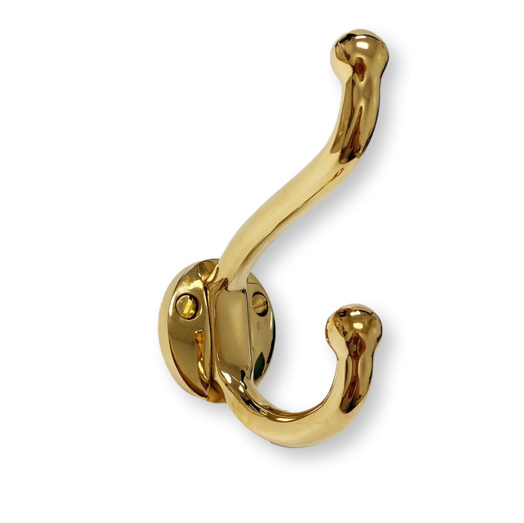 Polished Unlacquered Brass Double Wall Hook – Forge Hardware Studio