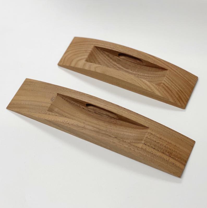 Walnut Flush Midcentury Modern Wood Drawer Handles Hardware Studio