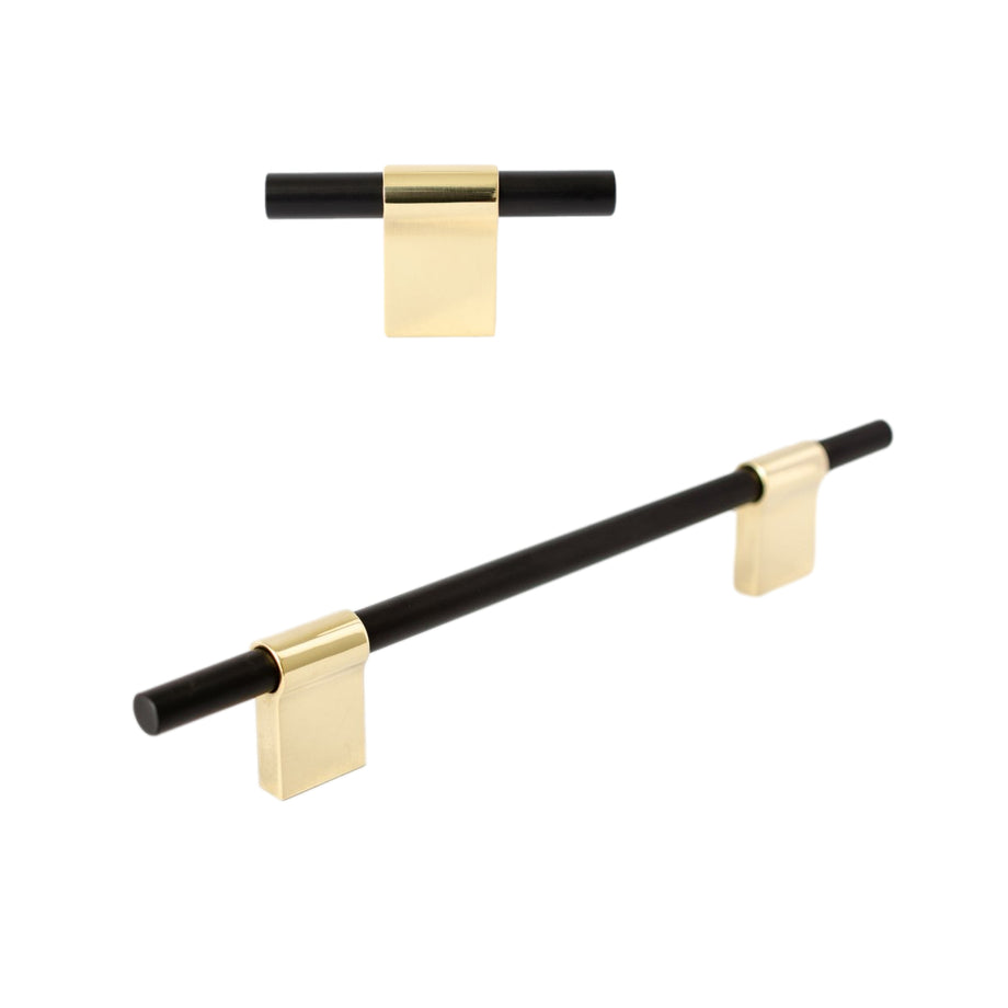Lew's Square Bar Cabinet Knobs and Pulls in Polished Brass