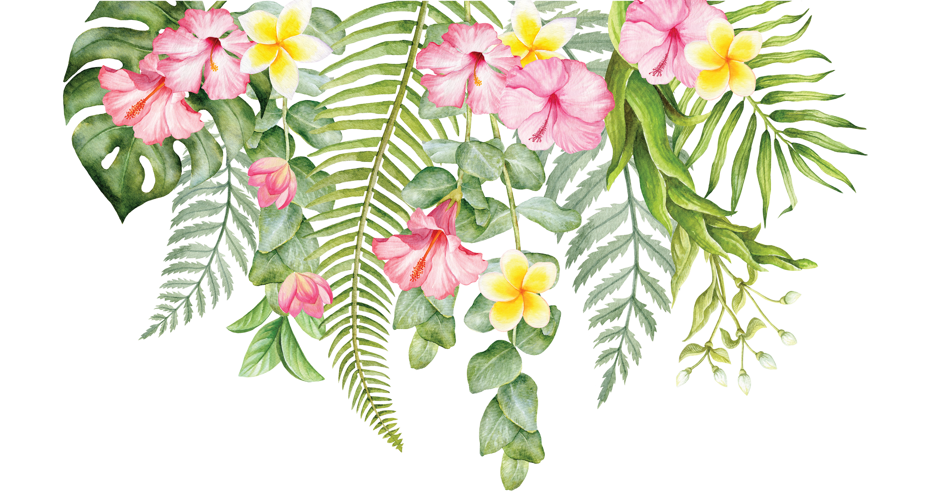 Individual Tropical Flowers for Greenery Wall Decal ...