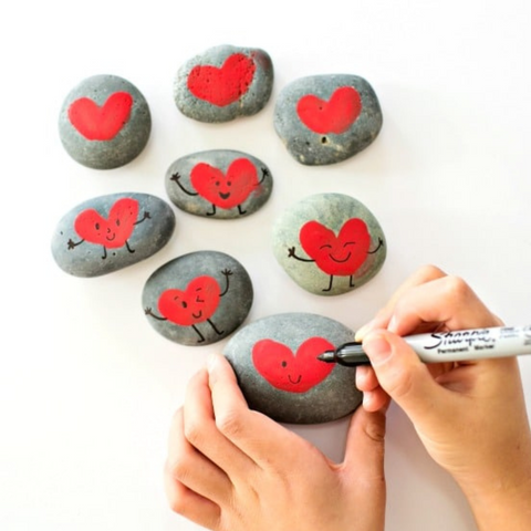 Heart Thumbprint Rocks