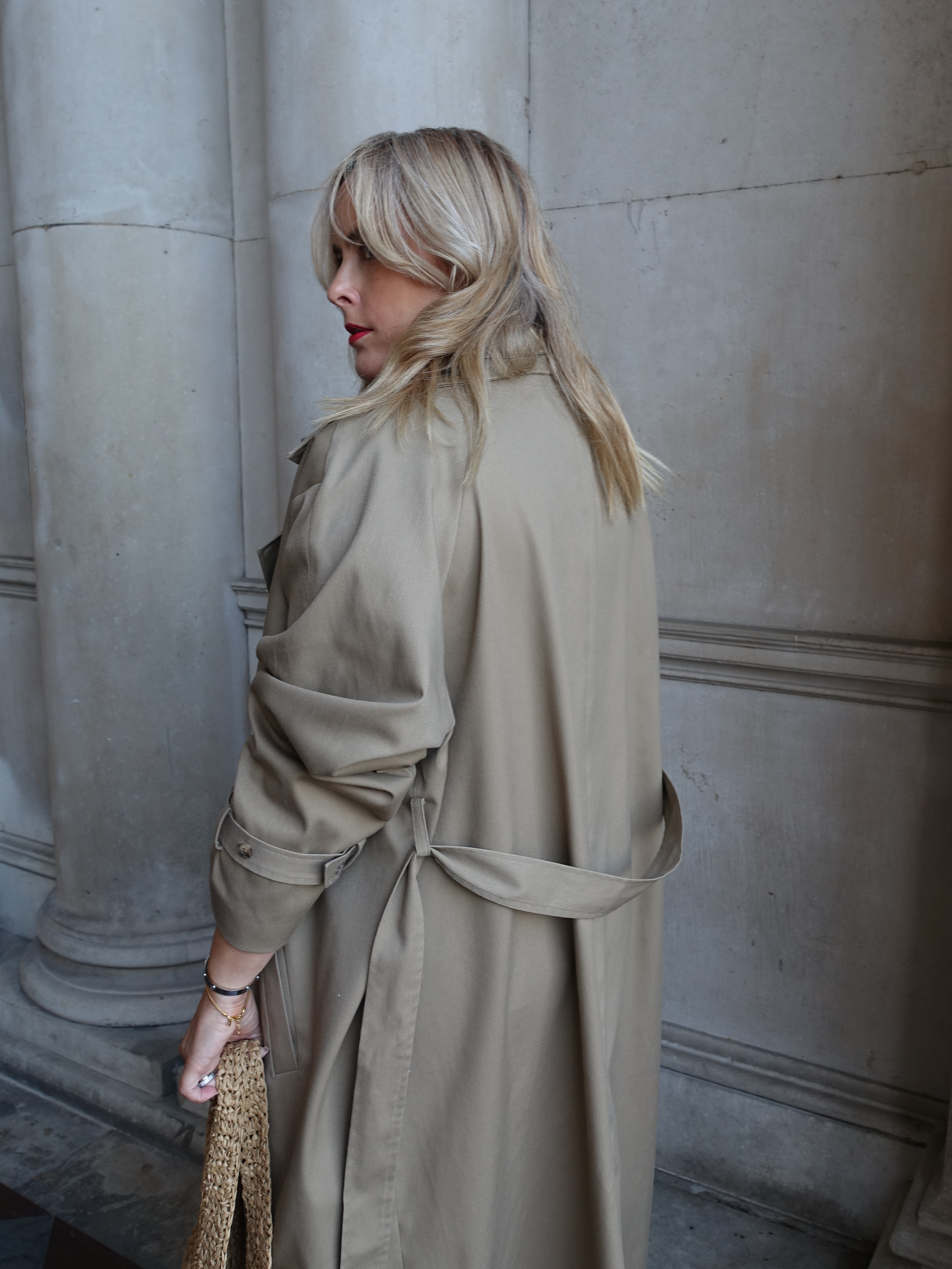 Anna Cascarina is wearing The Mary Trench Coat, custom-made for her