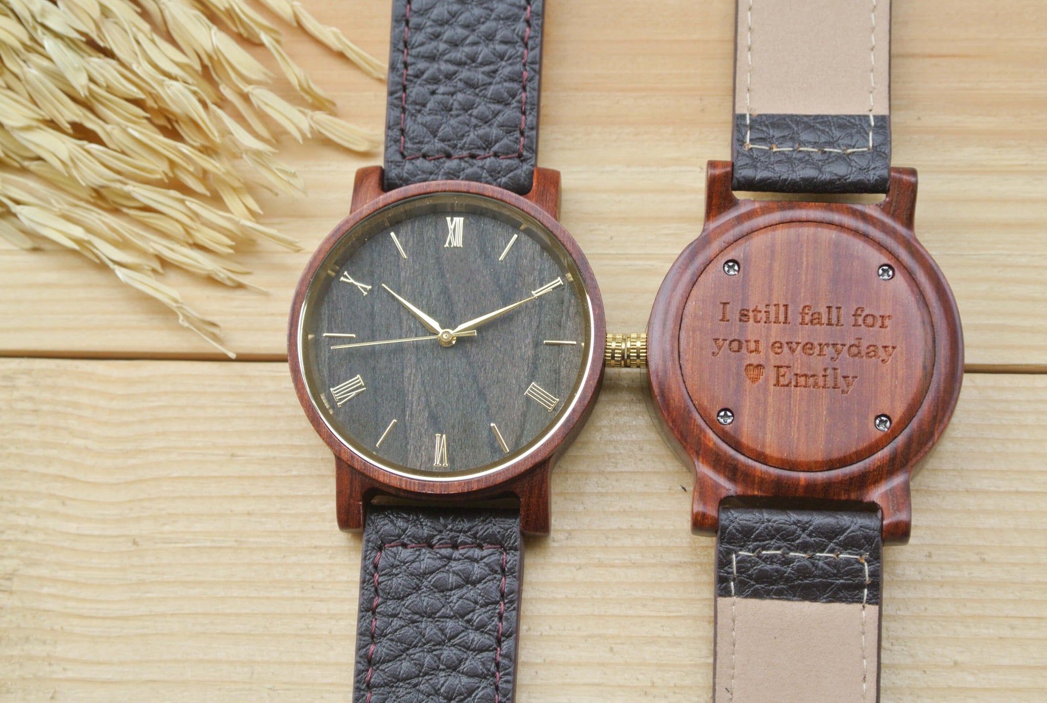 Engraved Wood Watch for Men