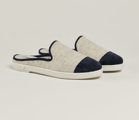 angarde navy beige mule