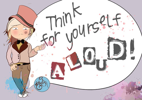 Mini Gabi "Think for yourself, aloud", art illustration, inspired by Coco Chanel