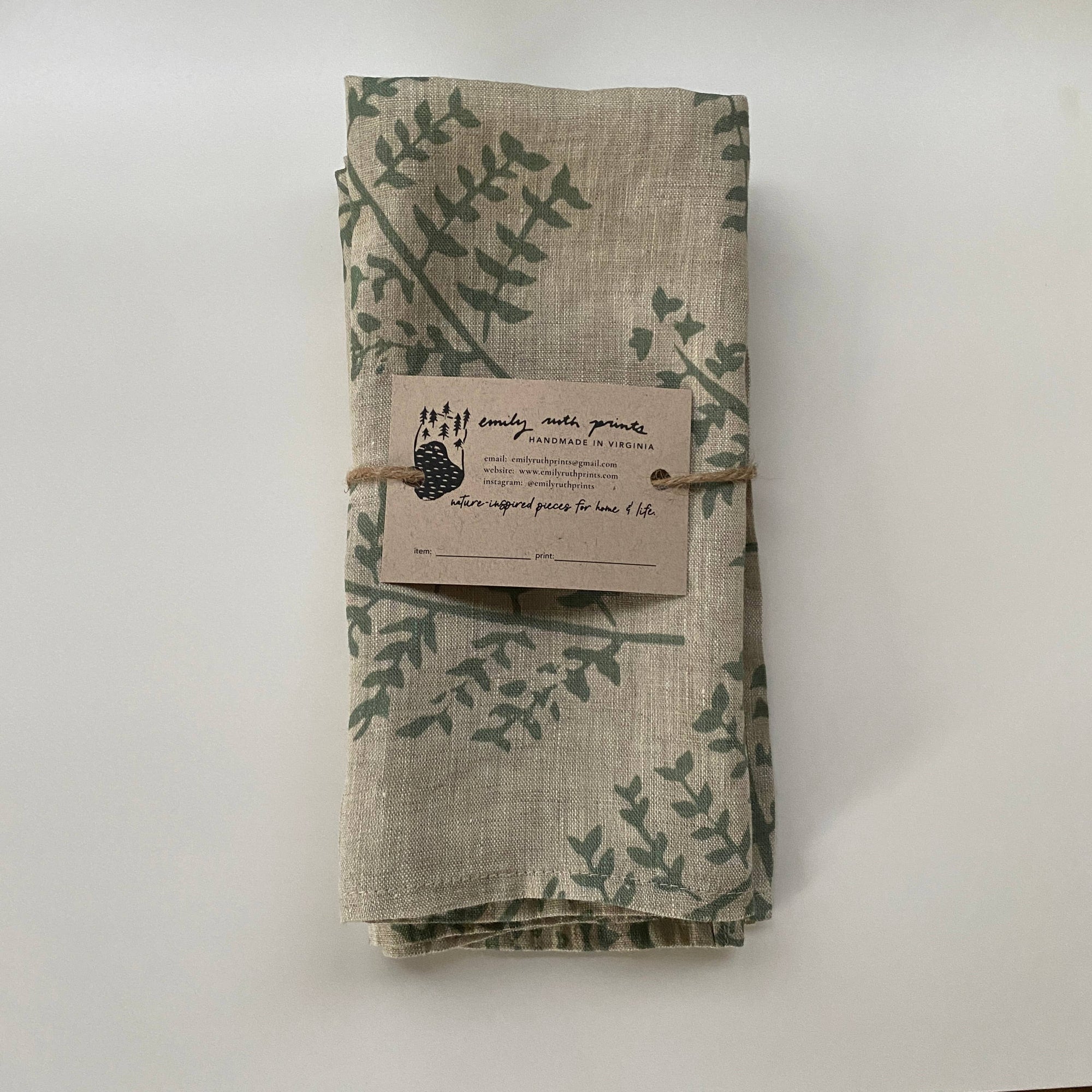 Winter Greens Napkins: Set of 4 - Wild Roots Apothecary