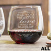 Etched Stemless Red Wine Glasses - Design: ALL