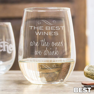 Personalized Stemless White Wine Glass - Design: CUSTOM - Everything Etched