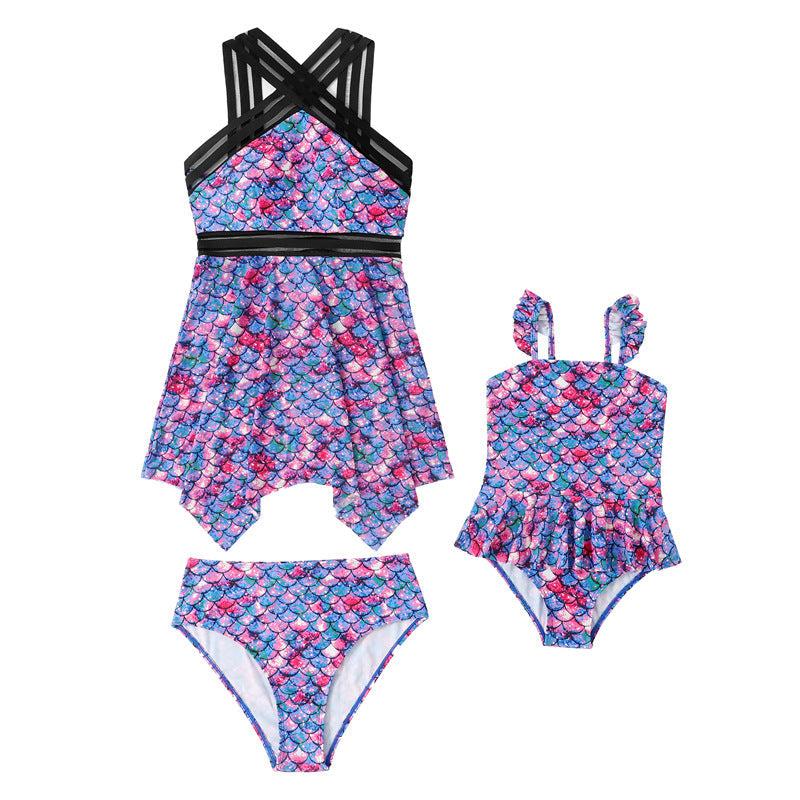 Matching Mommy And Me Two Piece Tankini Swimsuit Set 