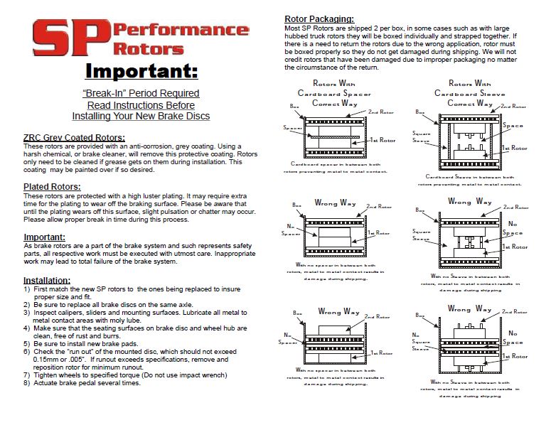 SP Performance Rotor Installation Instructions - Page 1