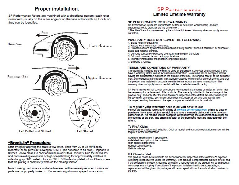 SP Performance Rotor Installation Instructions - Page 2