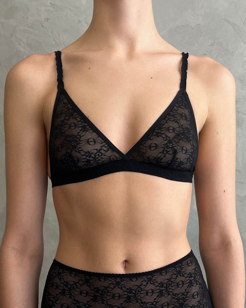 Laurel Triangle Bralette in Black