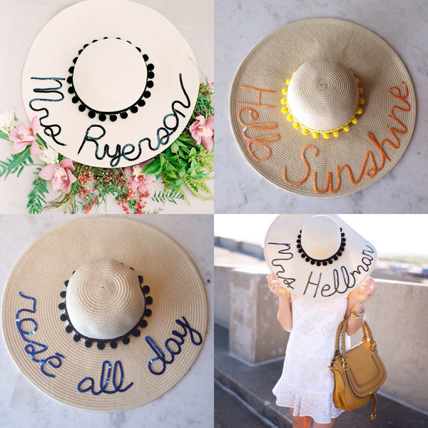 Custom Pom Pom Floppy Sun Hat