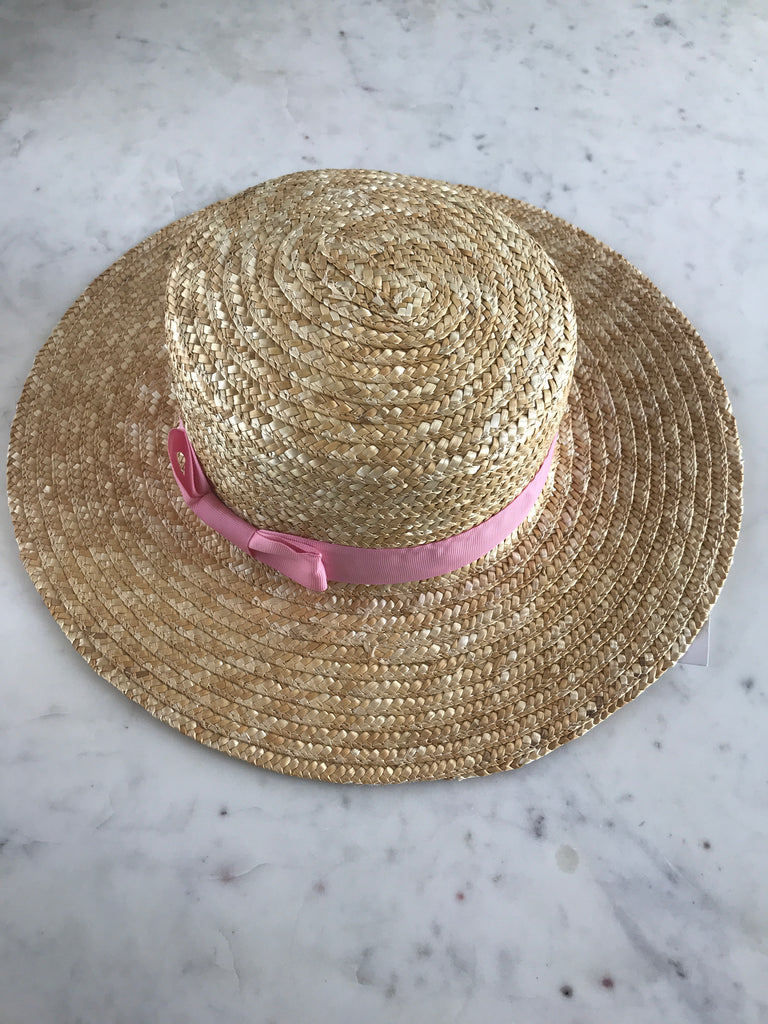 Sample - Positano Boater with Pink Ribbon