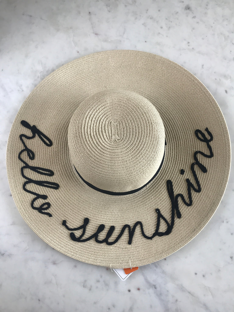 Sample - Natural Floppy Hat with Hello Sunshine
