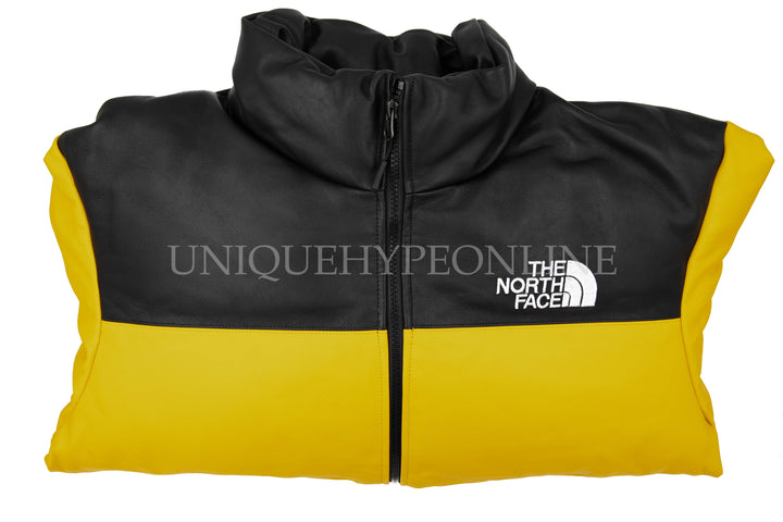 supreme the north face leather nuptse jacket yellow