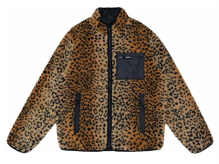 Supreme Leopard Fleece Reversible Jacket Black FW17