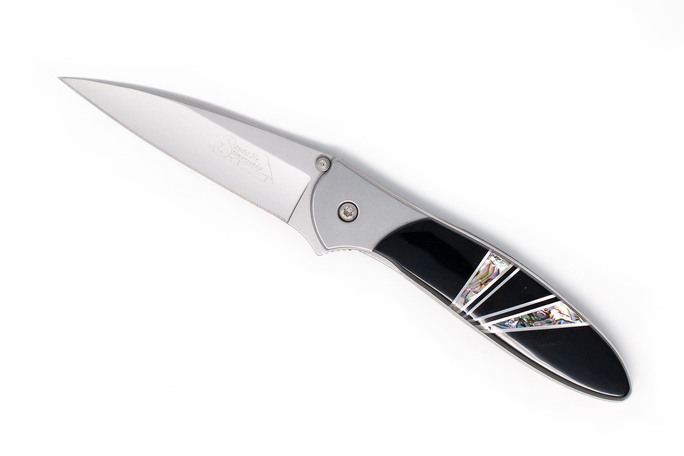 Kershaw Leek - Jet and Abalone with Mother of Pearl