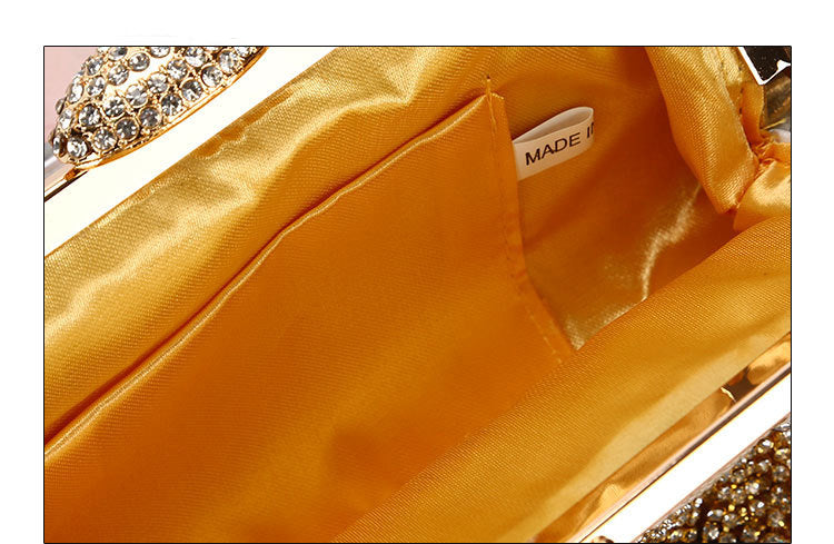 Luxy Moon Gold Tassel Rhinestone Clutch Bag Inside View
