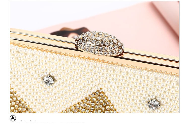 Luxy Moon Gold Tassel Rhinestone Clutch Bag Snap Detial View