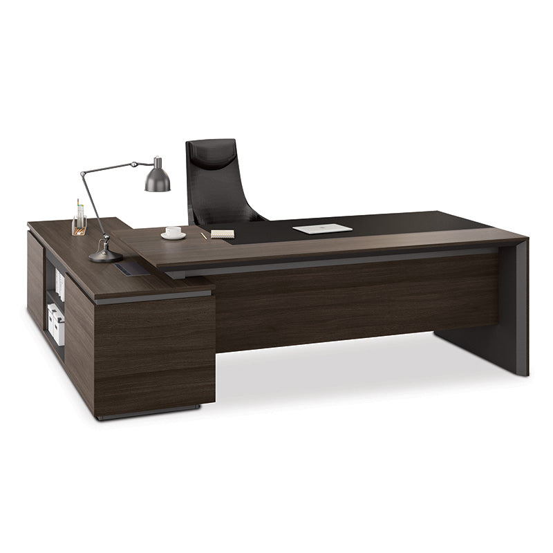 Carter Executive Office Desk with Right Return  - Coffee & Charcoal |  Modern Furniture Melbourne, Sydney, Brisbane, Adelaide & Perth