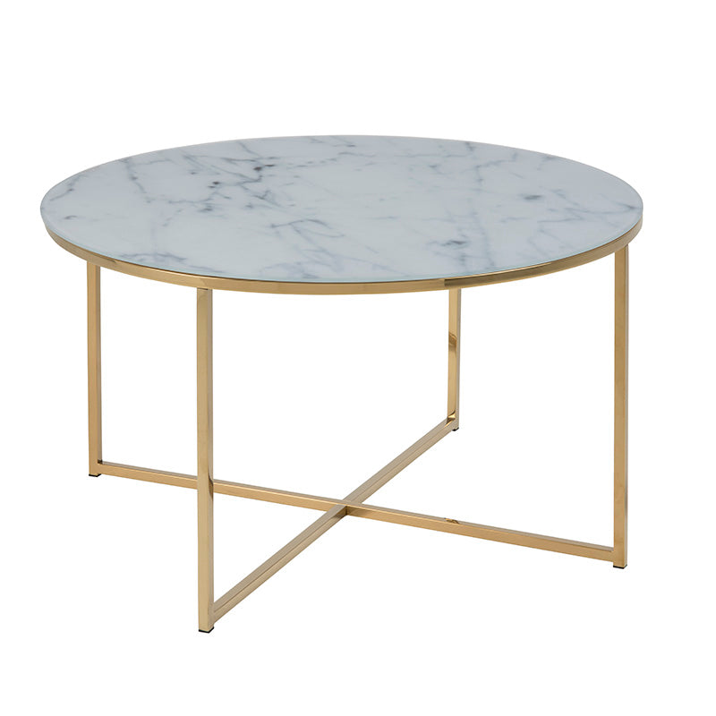 white and gold round side table