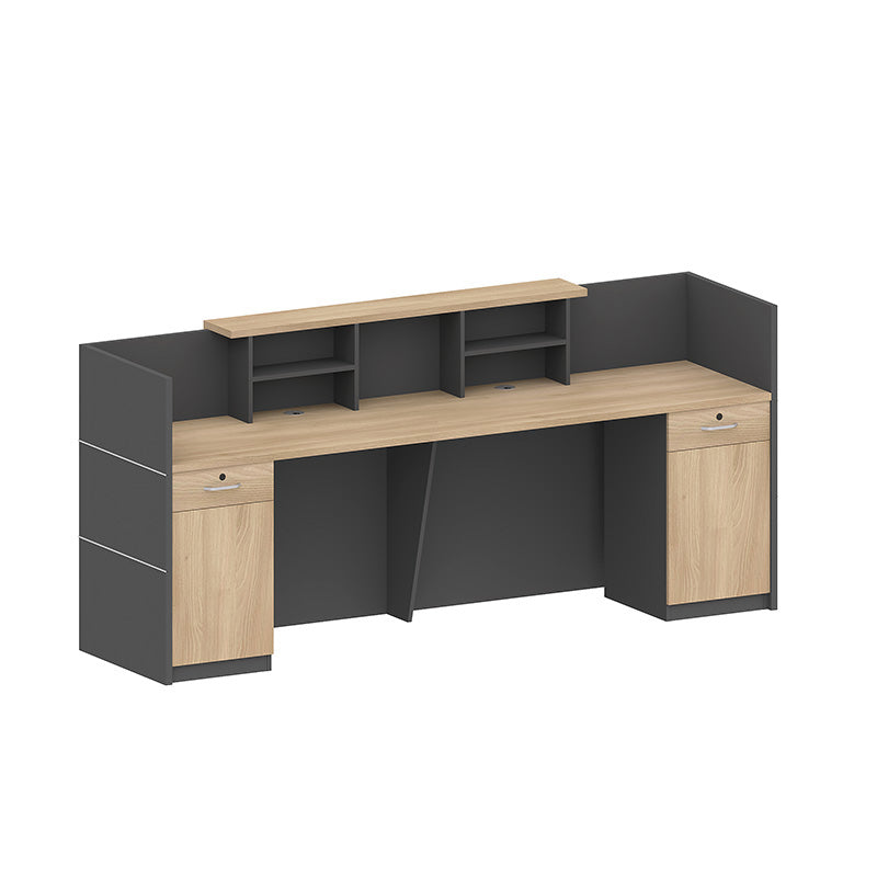 BELEN Reception Desk  - Acacia & Carbon Grey– Modern Furniture