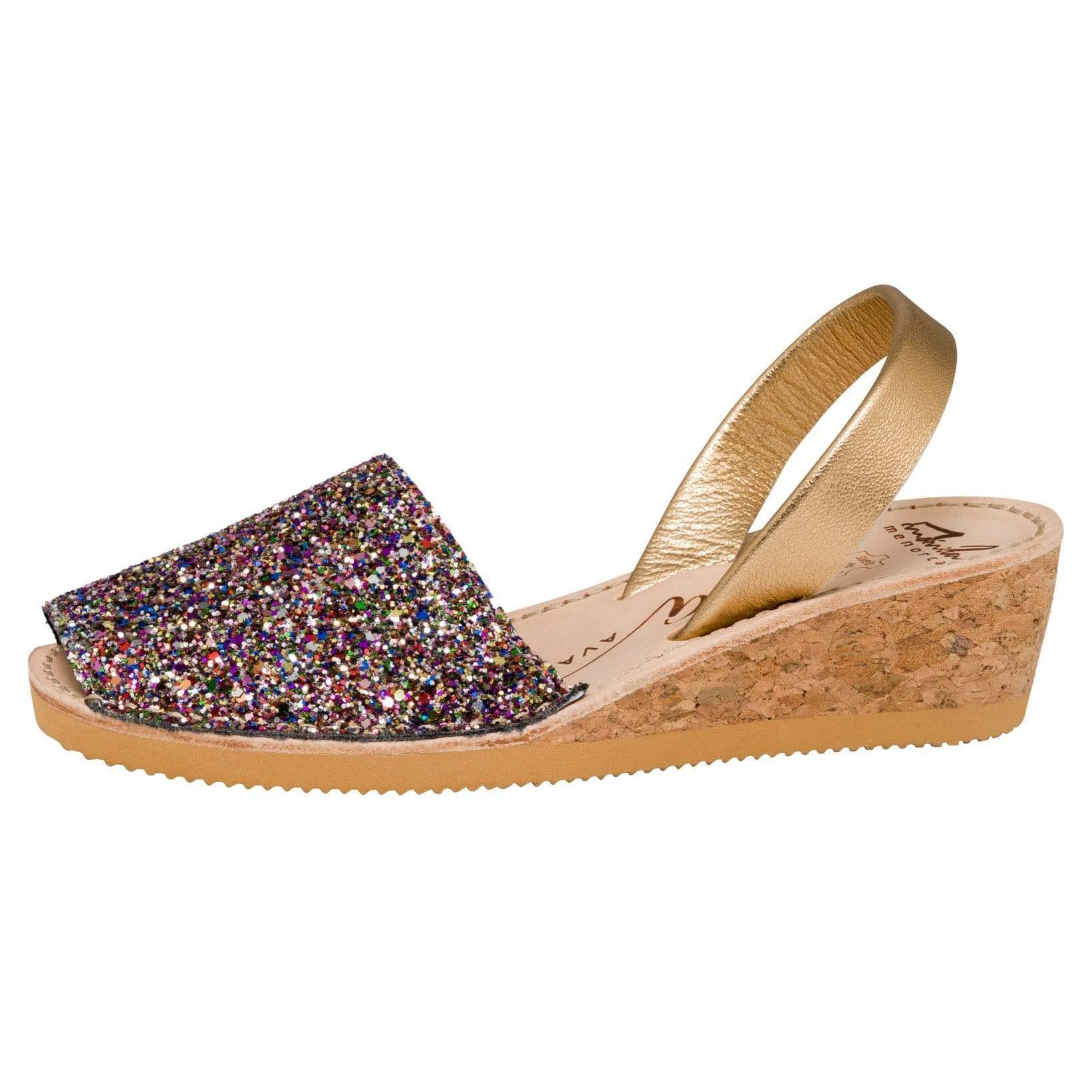 Multi Gold Glitter Wedge - Beautiful and authentic Menorcan Sandals ...
