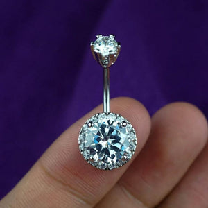 Double Clear Zircon Belly Button Ring 