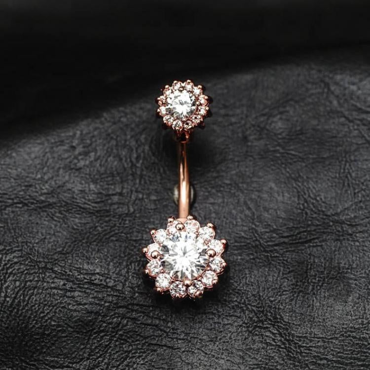 Sparkle Flower Zircon Belly Button Ring Jennysweety 