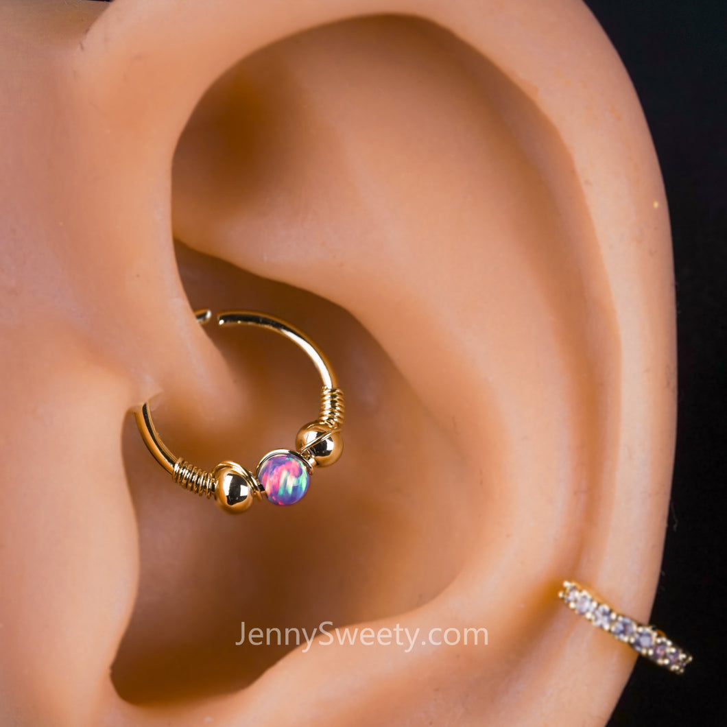 Opal Daith Earrings Hoop Septum Ring 