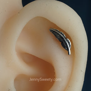 Feather Cartilage Cartilage Earring Helix Earring Cartilage Stud Conch Piercing