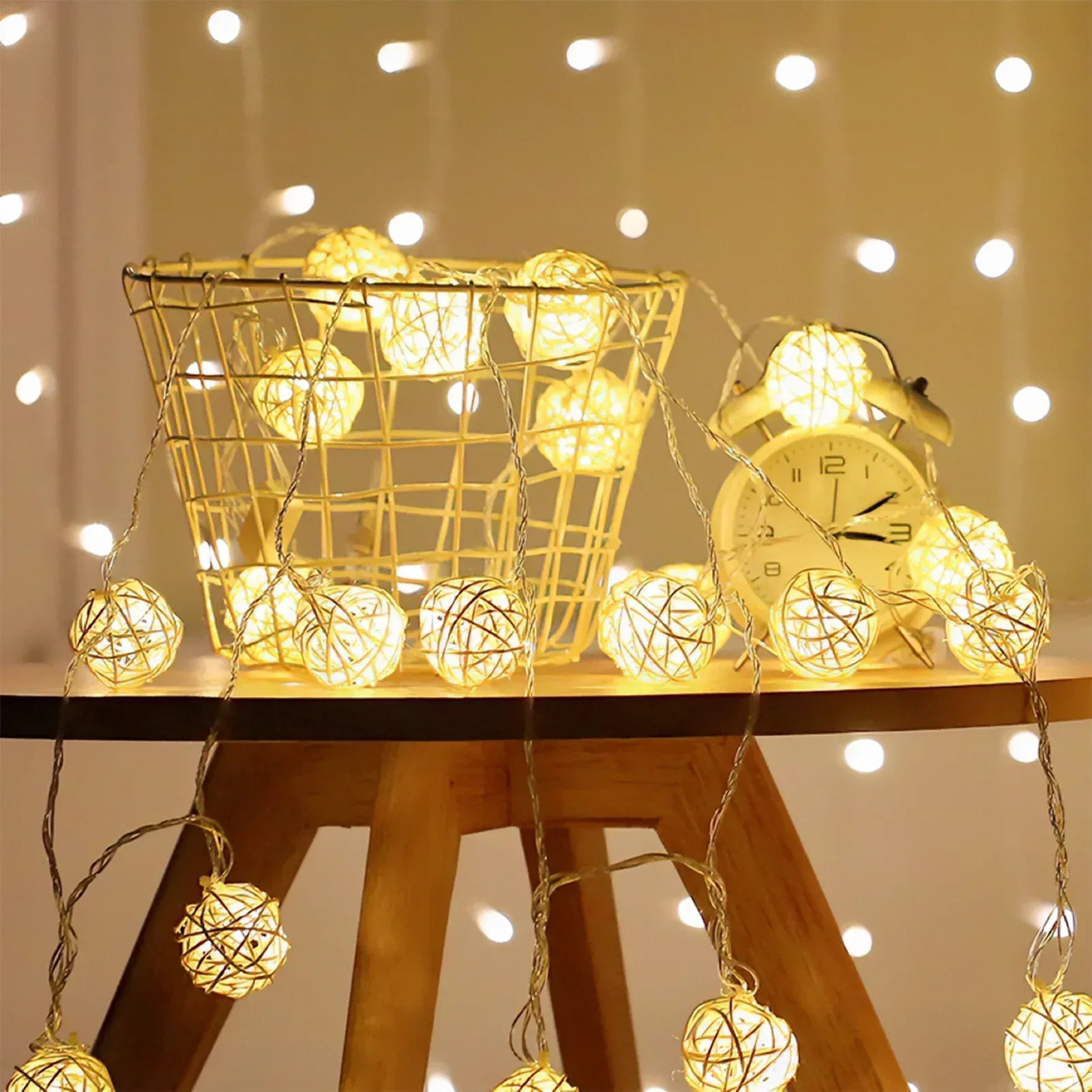 rattan ball string lights