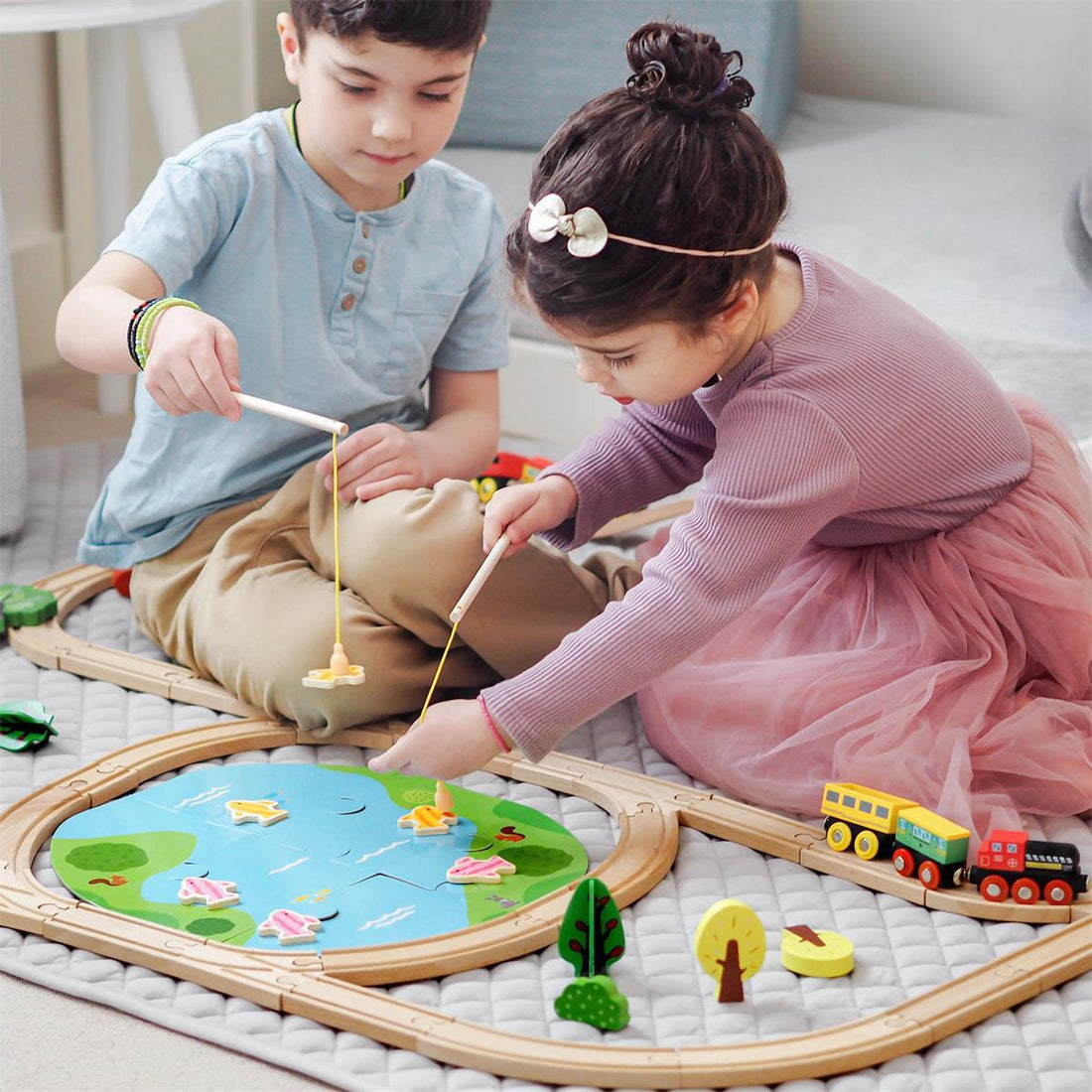 are wooden train sets interchangeable