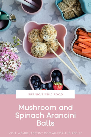 mushroom and spinach arancini balls