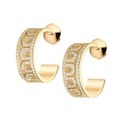Cartier 18K Yellow Gold Creole Pave Diamond Hoop Earrings