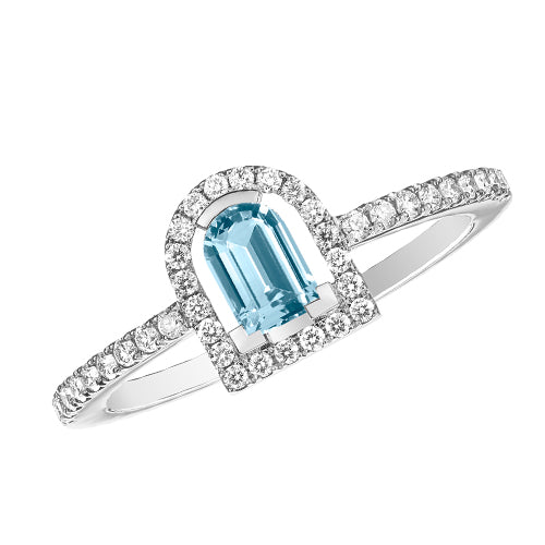 Couleur Sculptural Ring, 18k White Gold with DAVIDOR Arch Cut Aquamarine and Brilliant Diamonds