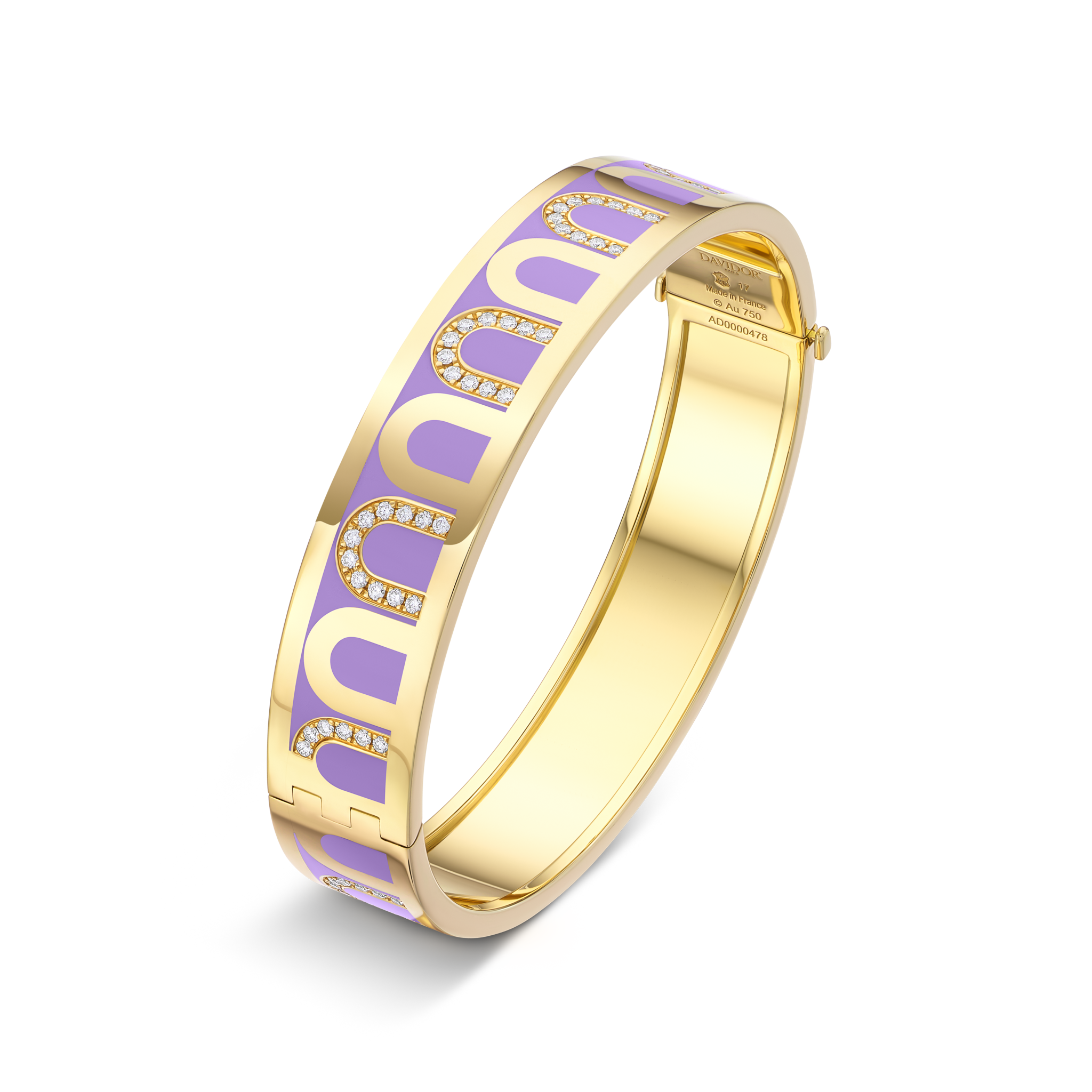 L Arc de DAVIDOR Bangle GM, 18k Yellow Gold with Lacquered Ceramic and Colonnato Diamonds