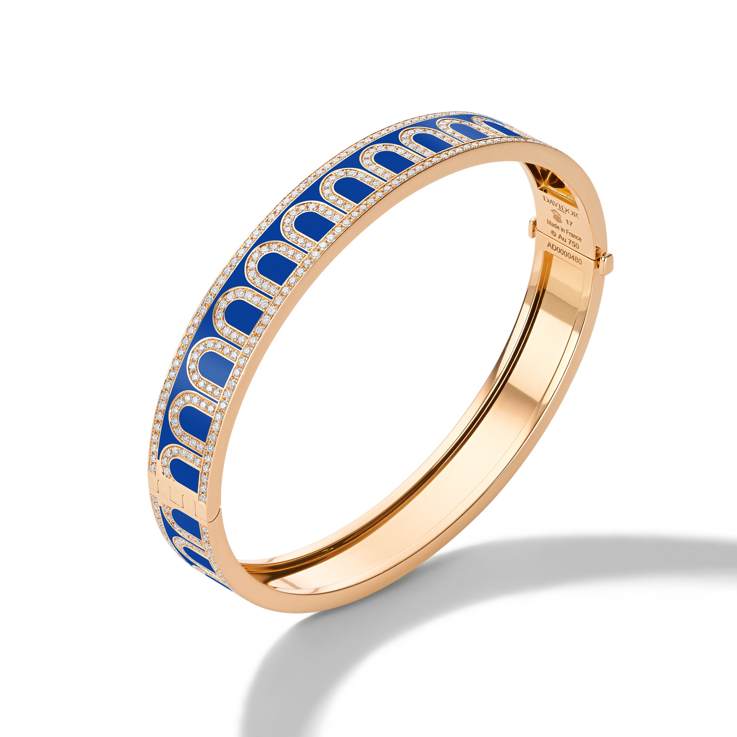 L'Arc de DAVIDOR Bangle MM, 18k Rose Gold with Lacquered Ceramic and Palais Diamonds