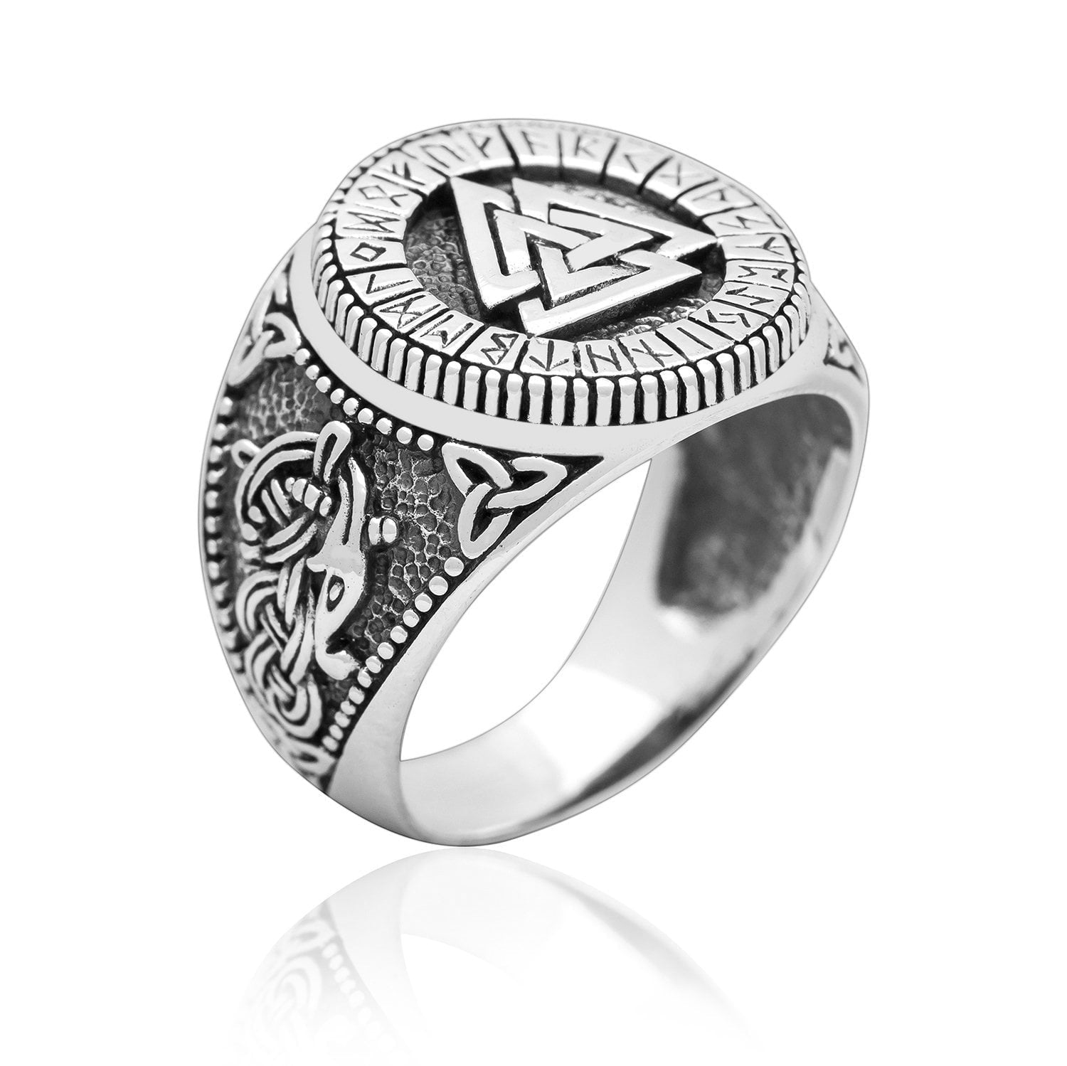 silver valknut ring