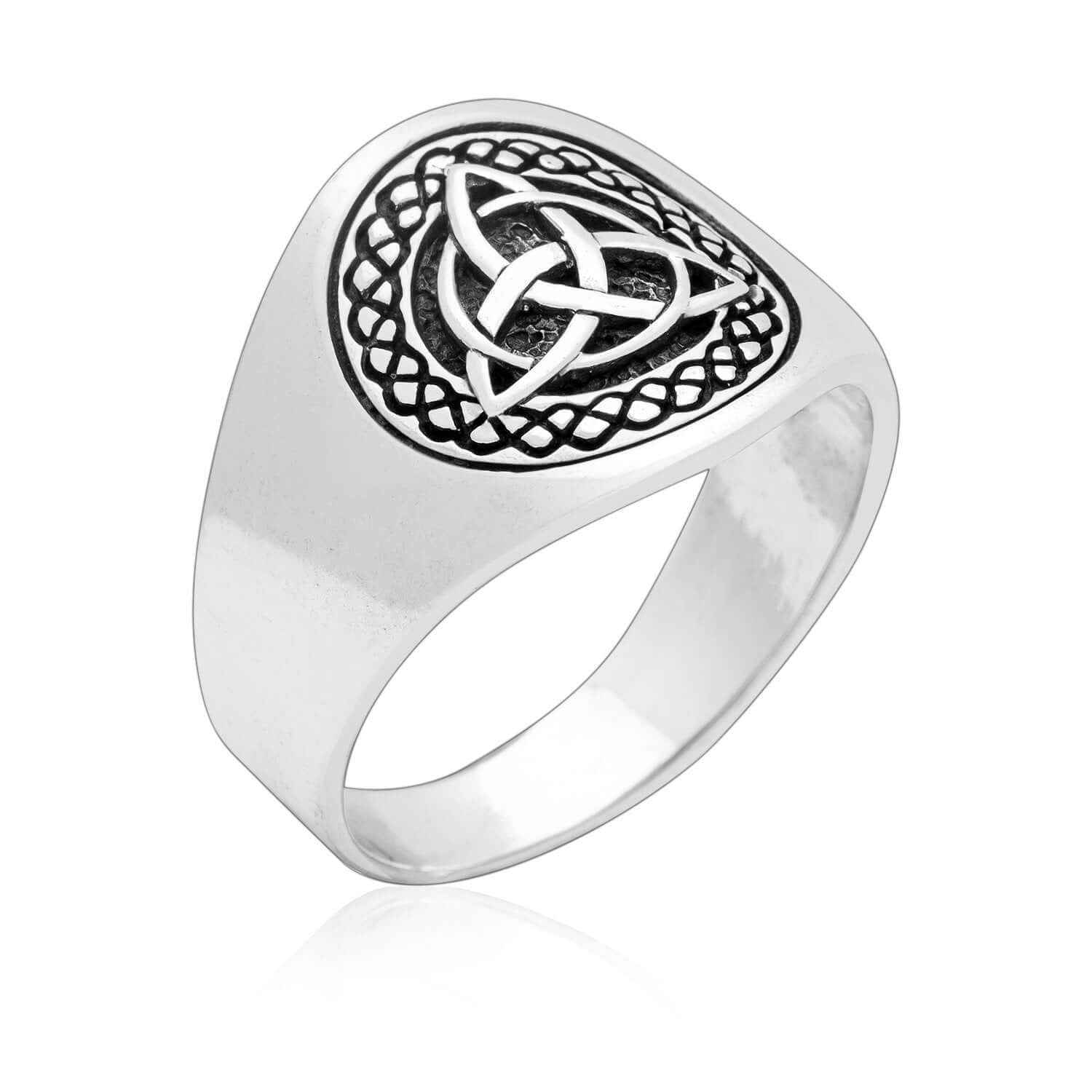 Sterling Silver Celtic Knot Knights Templar Iron Cross Triquetra Ring ...