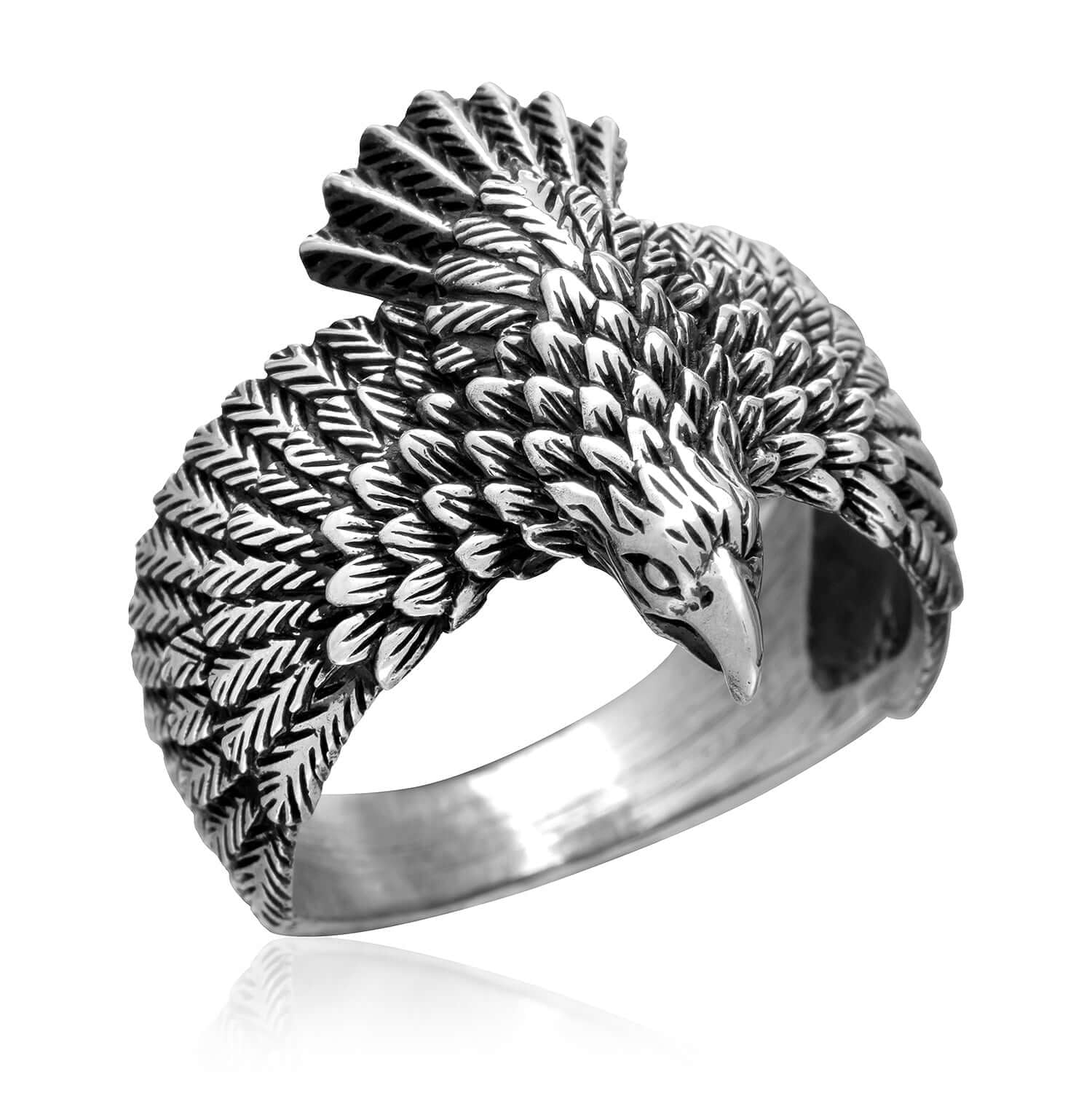 925 Sterling Silver Flying Eagle Ring - SilverMania925