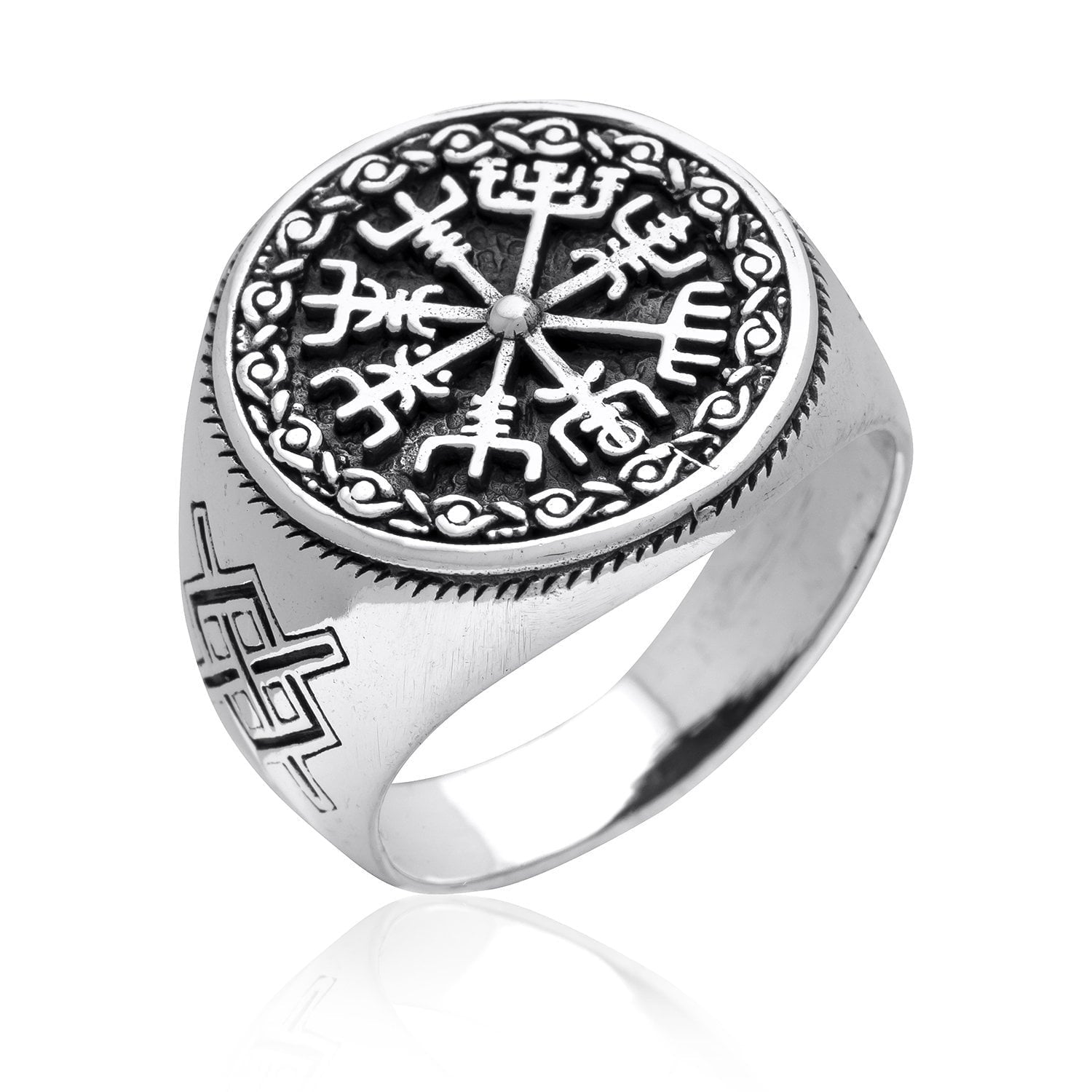 925 Sterling Silver Vegvisir Viking Compass Ring - SilverMania925