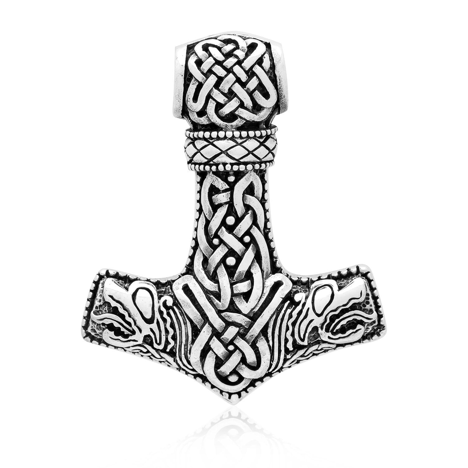 925 Sterling Silver Viking Knotwork  Mjolnir Amulet 