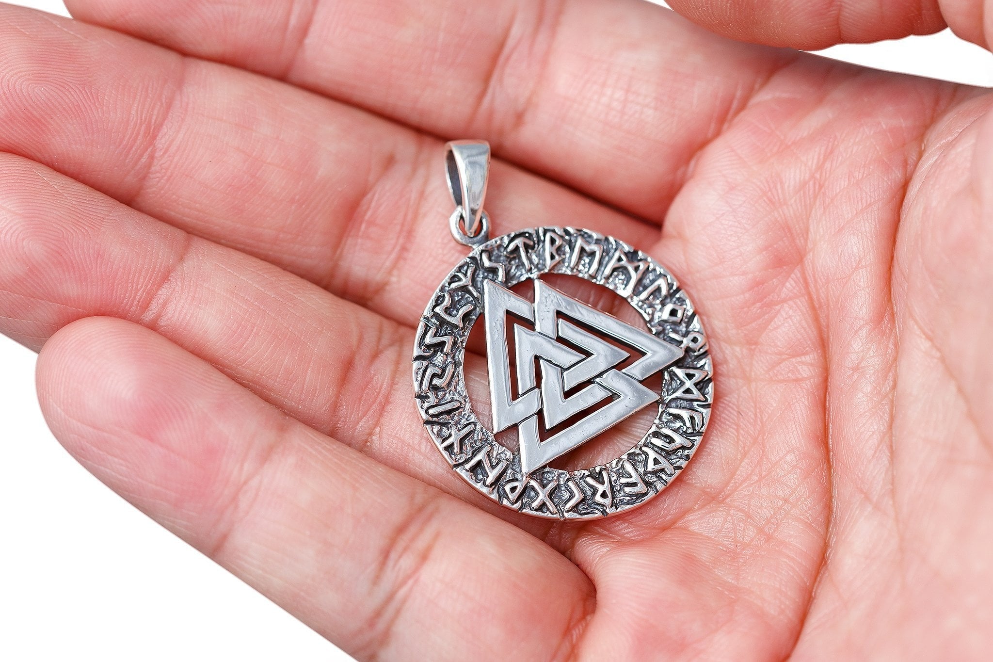 925 Sterling Silver Viking Valknut Runes Futhark Legendary ...