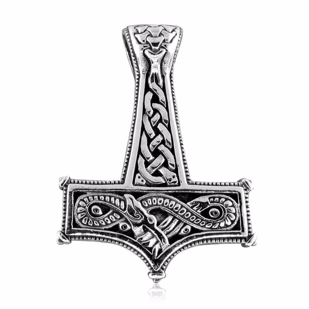 925 Sterling Silver Viking Knotwork  Thor Hammer Mjolnir 