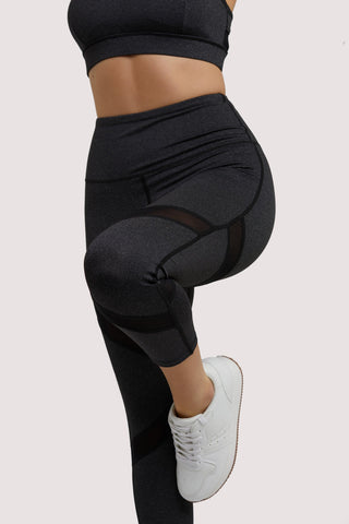 Grey Marl Mesh Panel Crop Leggings – Playful Promises USA