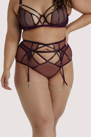 Kelly Mesh Panelled Bra With PVC Binding In Wine - Playful