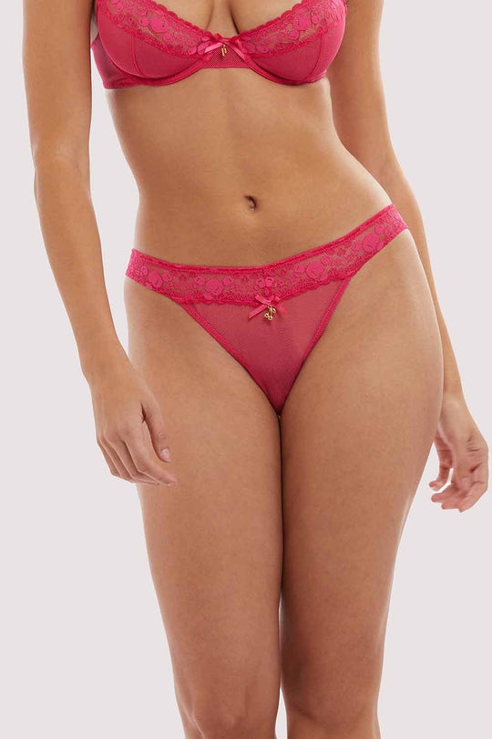 Squish x Playful Promises Leomie Cherry Lace Thong, Red, 8