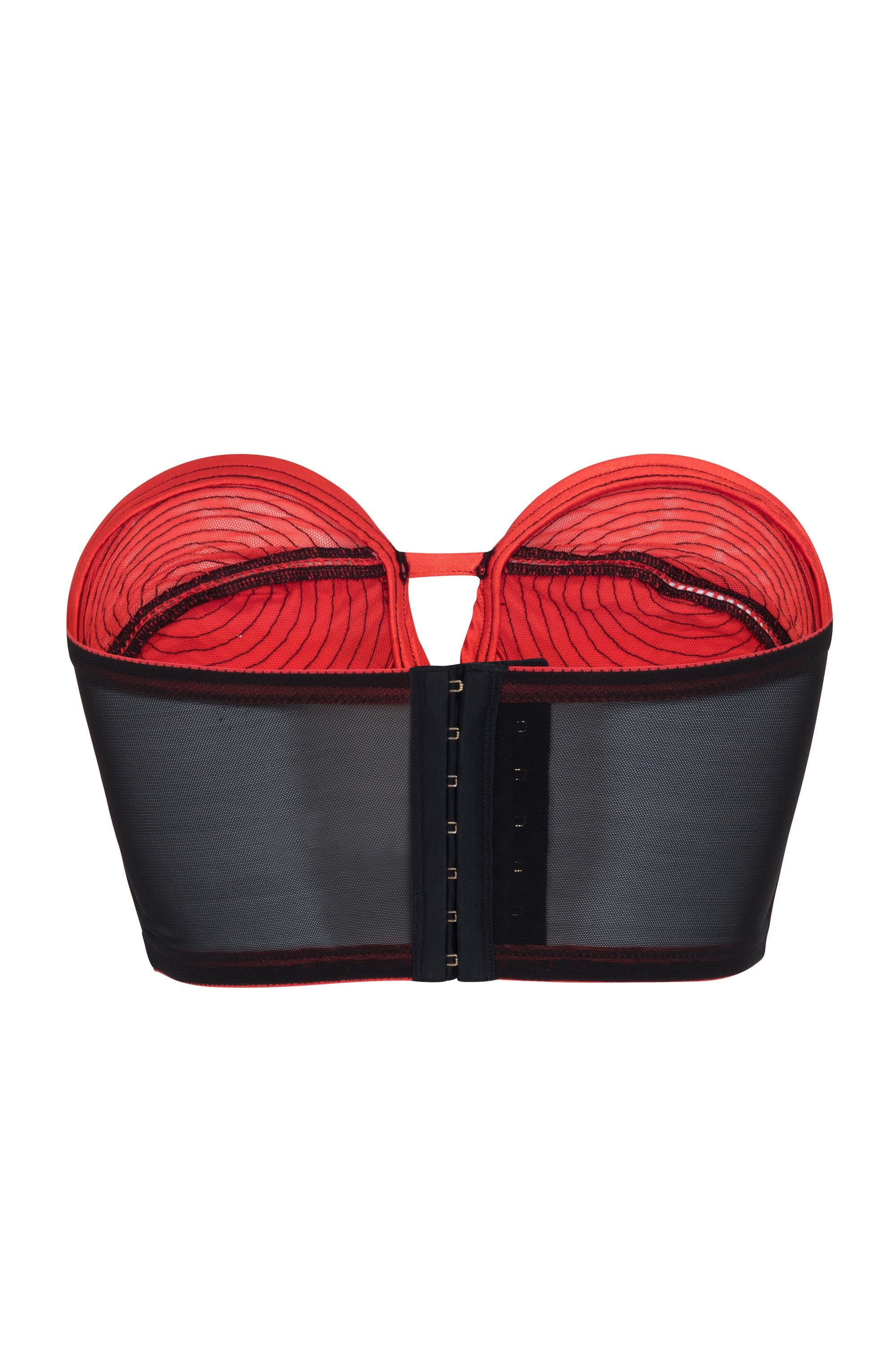 Bettie Page Longline Red/Black Overwire Bra A - DD/E - Playful Promises USA